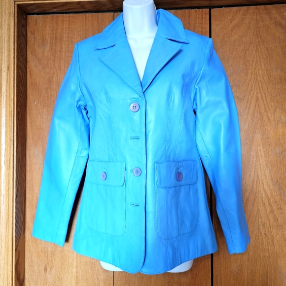 Malik's NWT blue sheepskin leather blazer/jacket - Picture 1 of 6
